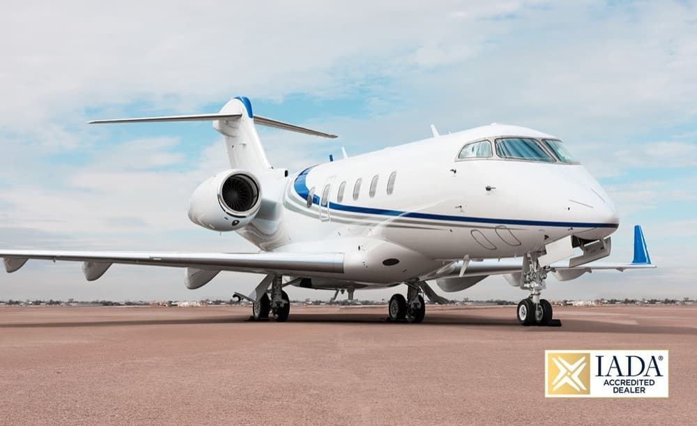 A midsize Bombardier Challenger 300 private jet