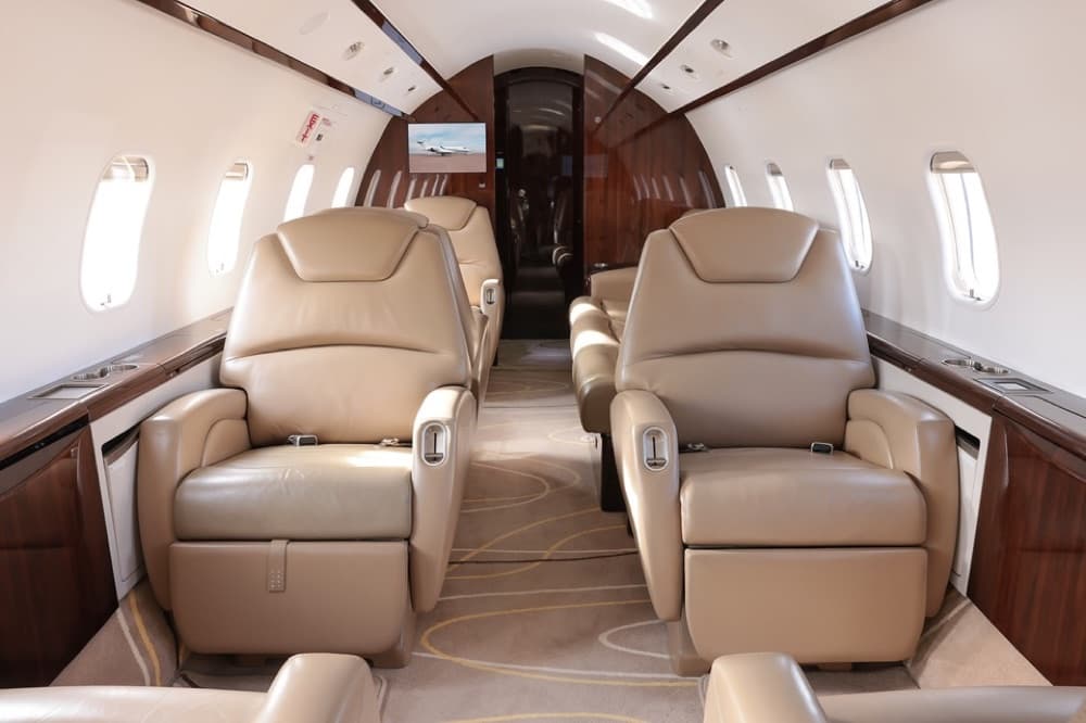 Private jet cabin interior
